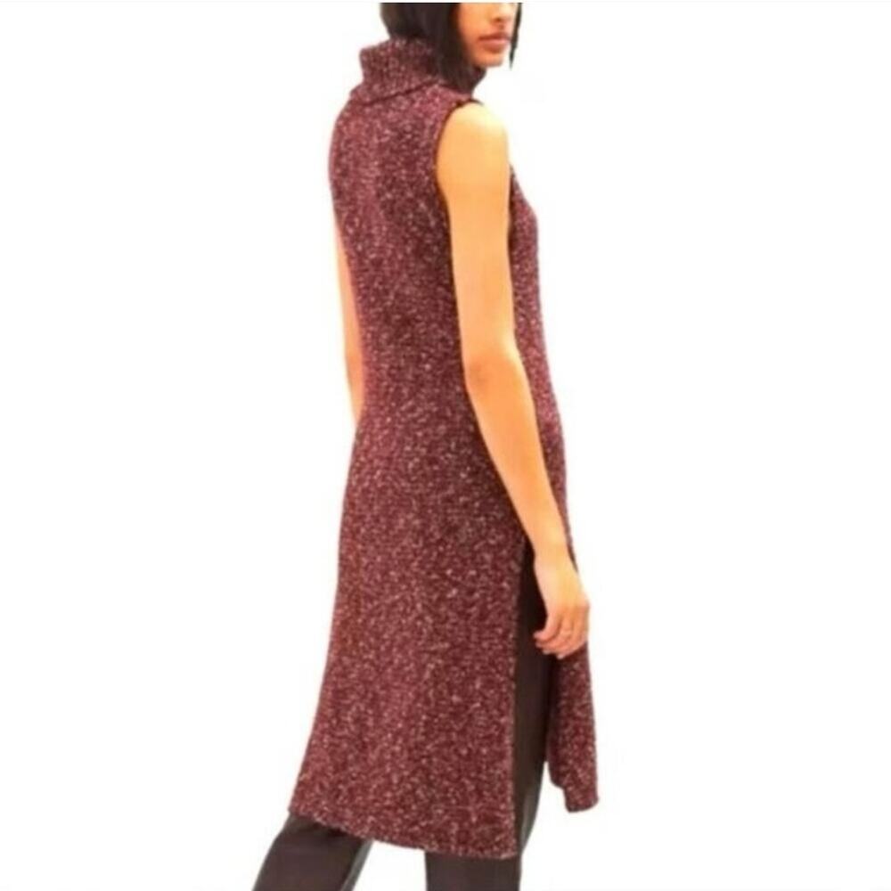 Anthropologie Burgundy Sleeveless Turtleneck Sweater Dress Wool S Dark Academia